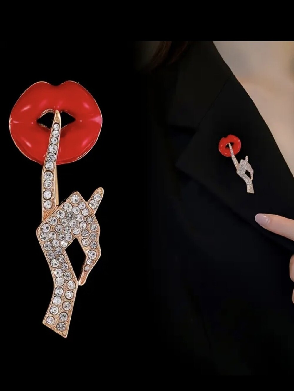 Ssshhhh Finger To Lips Brooch